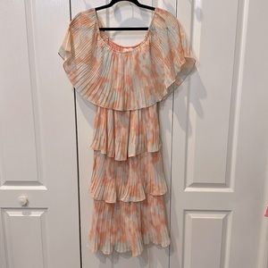NWOT 🎉 By Together Paula Coral Pleated Ruffle Dress